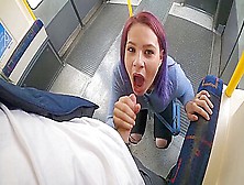 Ella Bolt - Risky In London Train.  Caught By Stranger Cum On Face 4K