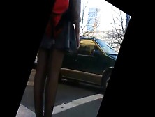 Lady On The Street Wearing Seam Stockings-Mo