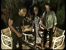 Lovely Young Tiny Tits Black Sweetie Takes On Two Men On The Patio