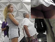 While Train Is Coming,  Voyeur Captures Upskirt Ass