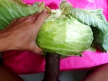 Playing With Cabbage With My Horny Massive Ebony Schlong And Balls For Sleazy Desire Part-One