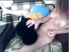 Stunning Naked Girl Playing With A Disney Toy On The Sofa
