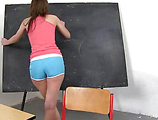 Naughty Student Slut Fingers Her Cunt On Teacher's Desk