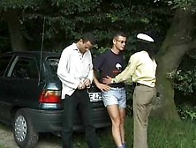 Police Officer Lady Threesome Sex Outdoors