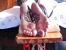 Tattoed Soles Bound In Ankle Cuffs