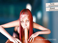 Redhead Busty Girl Deepthroat Facefuck Hentai 3D