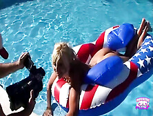 Gorgeous American Babe Gives Awesome Outdoor Blowjob Next To The Pool