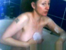 Milf Big Tits Bathtime Soap Up Tits And Cunt Voyeur Spycam