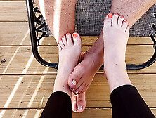Playing Footsie On The Back Porch With Our Pedicured Toes