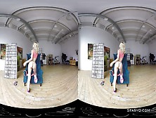 Sexy Blonde Amateur With Natural Tits Stripping In Vr