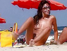 Sexy Brunette At Nude Beach