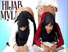 Muslim Milf Shares Her Husband's Thick Cock With Her Naughty Ebony Stepdaughter