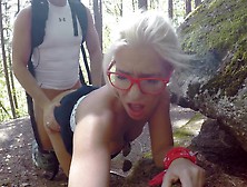 Fresh Bitch Is Caught During Fucking By A Peeper In Forest In All Three Holes