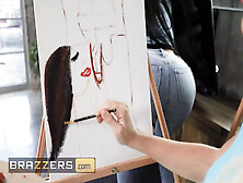 Robbin Banx & Mj Fresh Are Attending A Sip & Paint Class But They Can't Get Their Eyes Off The Model's Cock - Brazzers