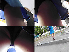 Upskirt Vid Of Girl In Tight Skirt,  Wearing A G-String