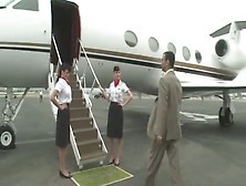 Beautiful Stewardess Is Fucking With Two Businessmen On The - Fr
