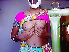 South Indian Village Girl Boobs Play Show And Milking