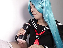 Hatsune Miku Cosplay Babe Enjoys Using Adult Toys For A Hot Fleshlight Session