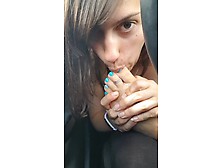 Amateur Sluts Worships Her Toes With Turquoise Nail Polish Up Close