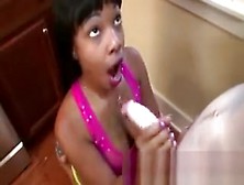 Hot Black Chick Gives A Great Handjob To The Hard Dick
