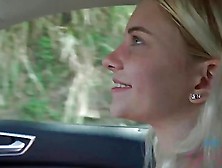 Blonde Cutie Gets Fingered In The Car During A Roadtrip