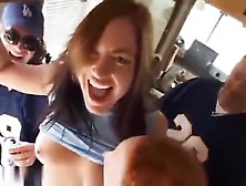 A Group Of Youthful Allies Make Amazing Sex Joy Inside A Wagon In Public Place