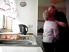 Chubby Granny Gets Fondled In The Kitchen By Her Hubby