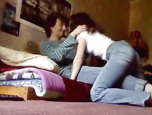 Russian Girl Has No Time To Undress So She Started To Suck Cock