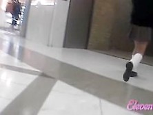 Hot Asian Girl Gets Skirt Sharked Up In Empty Corridor