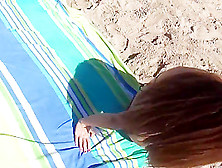 Beach College Girl Closeup Exercise In Bikini