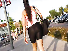 Spying On Sexy Brunette With Juicy Ass On The Street
