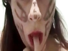 Teen Self Degraded - Spit On,  Gagged,  Slapped And Body Writing
