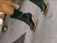 Voyeur Camera Films Hottie Wearing Sexy High Heels In Public
