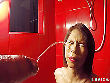 Ladyboy Kim Blows A Dick And Gets Pissed On