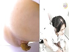 Sweet Japanese Brunette Girl Pooping In The Public Toilet
