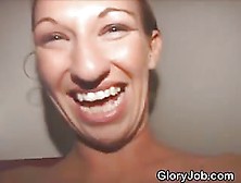 Amateur Blonde Gets To Work Sucking Dick At Glory Hole