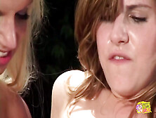 A Pierced Nipples Blonde Chick Uses A Dildo On Her Smoking Hot Lesbian Friend