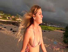 Amateur Blonde Teen Chloe Foster Teasing At The Beach