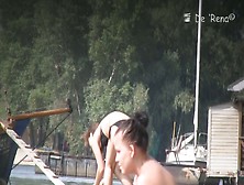 Fat Amateur Sits On Beach Voyeur Cam With Huge Naked Boobs