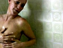 Jewel Gives A Close-Up Shower Blowjob & Rubs Her Bald Pussy With Soapy Nipples