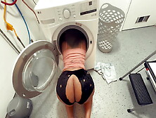 Pretty Ebony Slut Gets Her Asshole And Pussy Destroyed While Doing Laundry