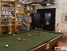 Black Man Fucks Mouth And Pussy Of A White Girl After Her Lover Loses A Pool Game