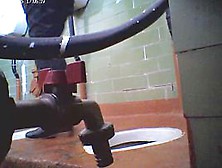 Girl In Leather Boots Is Getting Spied Pissing On Toilet