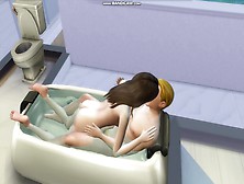 Sophie Walks In & Joins Her Step Brother For His Bath,  Fucking Him In The Bath Tub (Sims 4)