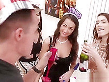 Three Hot Teen Babes Share Two Cocks In Nye Orgy