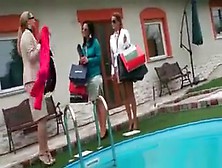 Lesbo Trio Gets Wet At A Pool Sexparty