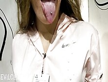 Outdoors Dressing Room Head Gets Messy With Huge Cummed On