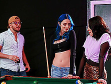 Lesbian Sex On The Pool Table Between Jewelz Blu And Aubree Valentine