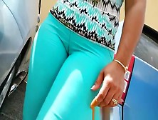Ebony Camletoe In Tight Blue Pants