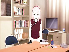 3D Anime Sakura Masturbates At The Edge Of The Table